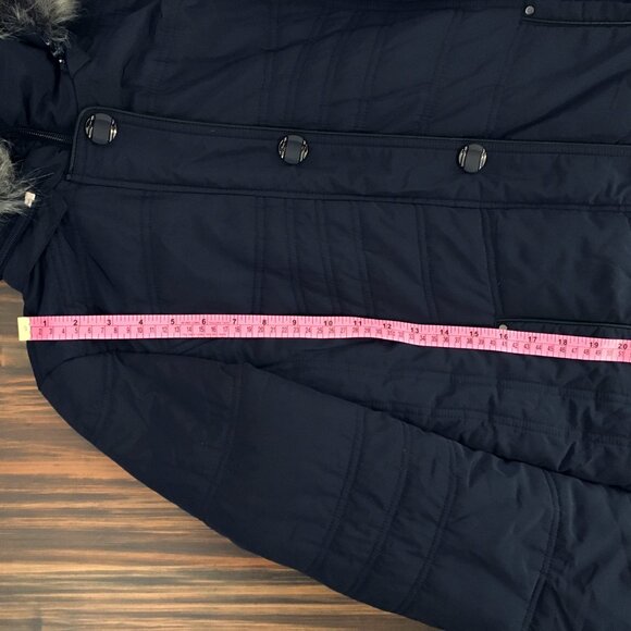 [Novelti] Navy Blue Padded Parka w/ Detachable Faux Fur Hood | M | Good - Picture 2 of 13